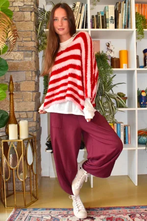 Stripe Boucle Slouch Knit Morello & Rose